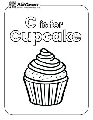 Free printable c is for cupcake coloring page for kids from ABCmouse.com. 