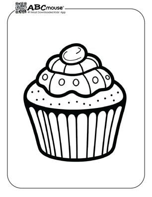 Free printable cupcake coloring page for kids from ABCmouse.com. 