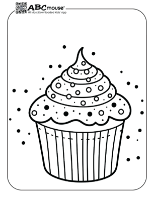 Free printable cupcake with sprinkles coloring page for kids from ABCmouse.com. 