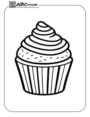 Free printable cupcake coloring page for kids from ABCmouse.com. 