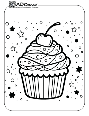 Free printable cupcake coloring page for kids from ABCmouse.com. 