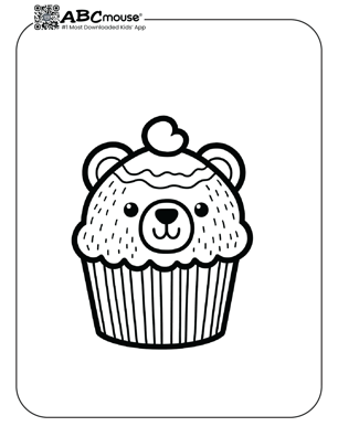 Free printable bear cupcake coloring page for kids from ABCmouse.com. 