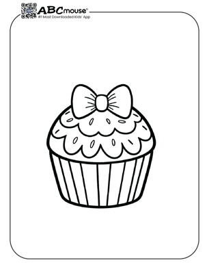 Free printable cupcake with a bow coloring page for kids from ABCmouse.com. 