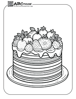 Free printable stacked cake coloring page for kids from ABCmouse.com. 