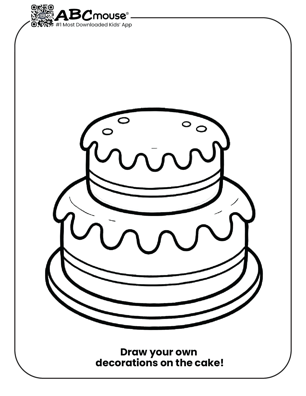 Free printable decorate your own cake cake coloring page for kids from ABCmouse.com. 