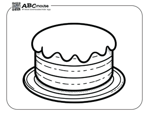 Free printable simple cake coloring page for kids from ABCmouse.com. 