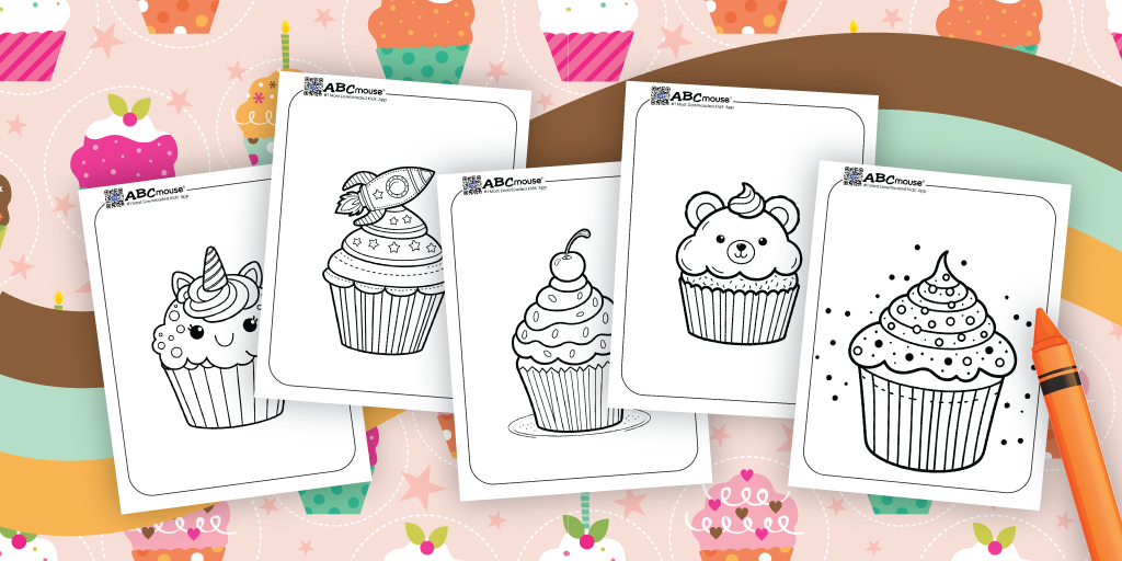 Free printable cupcake coloring pages for kids from ABCmouse.com. 