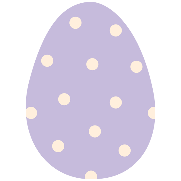 Illustration of a purple Easter egg with yellow spots. 