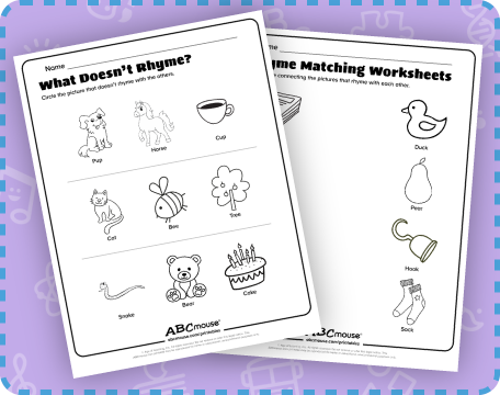 Free printable rhyming worksheets for kids from ABCmouse.com. 