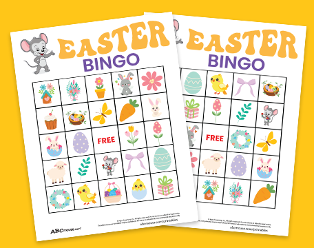 Free fun printable Easter Bingo cards for first grade kids and up. 